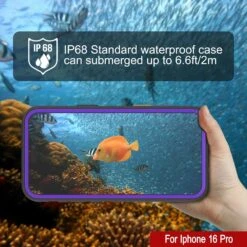 IPhone 16 Pro Waterproof Case [Kickstud 2.0 Series] Protective IP68 Cover W/Screen Protector & Kickstand [Purple] -Phone Vibe Shop punkcase for iphone 16 pro waterproof case kickstud 2 0 seriess protective ip68 certified cover w screen protector kickstand ultra slim 360 protection slim fit innovative design 4 7ec