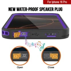 IPhone 16 Pro Waterproof Case [Kickstud 2.0 Series] Protective IP68 Cover W/Screen Protector & Kickstand [Purple] -Phone Vibe Shop punkcase for iphone 16 pro waterproof case kickstud 2 0 seriess protective ip68 certified cover w screen protector kickstand ultra slim 360 protection slim fit innovative design 5 105