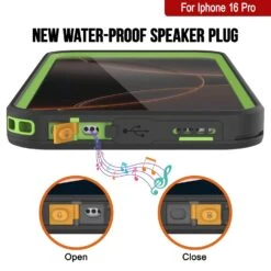 IPhone 16 Pro Waterproof Case [Kickstud 2.0 Series] Protective IP68 Cover W/Screen Protector & Kickstand [Green] -Phone Vibe Shop punkcase for iphone 16 pro waterproof case kickstud 2 0 seriess protective ip68 certified cover w screen protector kickstand ultra slim 360 protection slim fit innovative design 5 a66