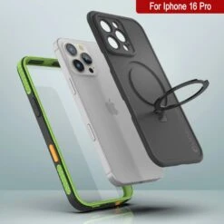 IPhone 16 Pro Waterproof Case [Kickstud 2.0 Series] Protective IP68 Cover W/Screen Protector & Kickstand [Green] -Phone Vibe Shop punkcase for iphone 16 pro waterproof case kickstud 2 0 seriess protective ip68 certified cover w screen protector kickstand ultra slim 360 protection slim fit innovative design 7 346