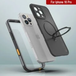 IPhone 16 Pro Waterproof Case [Kickstud 2.0 Series] Protective IP68 Cover W/Screen Protector & Kickstand [Grey] -Phone Vibe Shop punkcase for iphone 16 pro waterproof case kickstud 2 0 seriess protective ip68 certified cover w screen protector kickstand ultra slim 360 protection slim fit innovative design 7 663