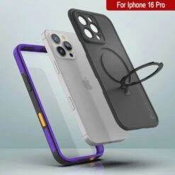 IPhone 16 Pro Waterproof Case [Kickstud 2.0 Series] Protective IP68 Cover W/Screen Protector & Kickstand [Purple] -Phone Vibe Shop punkcase for iphone 16 pro waterproof case kickstud 2 0 seriess protective ip68 certified cover w screen protector kickstand ultra slim 360 protection slim fit innovative design 7 d59