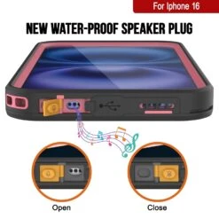 IPhone 16 Waterproof Case [Kickstud 2.0 Series] Protective IP68 Cover W/Screen Protector & Kickstand [Pink] -Phone Vibe Shop punkcase for iphone 16 waterproof case kickstud 2 0 seriess protective ip68 certified cover w screen protector kickstand ultra slim 360 protection slim fit innovative design 5 8762308