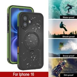 IPhone 16 Waterproof Case [Kickstud 2.0 Series] Protective IP68 Cover W/Screen Protector & Kickstand [Green] -Phone Vibe Shop punkcase for iphone 16 waterproof case kickstud 2 0 seriess protective ip68 certified cover w screen protector kickstand ultra slim 360 protection slim fit innovative design 6 5fb1958