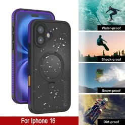 IPhone 16 Waterproof Case [Kickstud 2.0 Series] Protective IP68 Cover W/Screen Protector & Kickstand [Purple] -Phone Vibe Shop punkcase for iphone 16 waterproof case kickstud 2 0 seriess protective ip68 certified cover w screen protector kickstand ultra slim 360 protection slim fit innovative design 6 cfa6edd