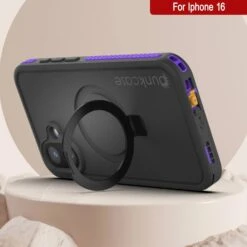 IPhone 16 Waterproof Case [Kickstud 2.0 Series] Protective IP68 Cover W/Screen Protector & Kickstand [Purple] -Phone Vibe Shop punkcase for iphone 16 waterproof case kickstud 2 0 seriess protective ip68 certified cover w screen protector kickstand ultra slim 360 protection slim fit innovative design 8 17124b0