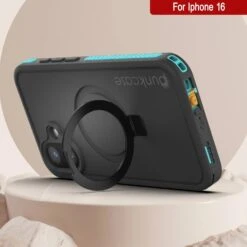 IPhone 16 Waterproof Case [Kickstud 2.0 Series] Protective IP68 Cover W/Screen Protector & Kickstand [Teal] -Phone Vibe Shop punkcase for iphone 16 waterproof case kickstud 2 0 seriess protective ip68 certified cover w screen protector kickstand ultra slim 360 protection slim fit innovative design 8 801862b