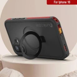 IPhone 16 Waterproof Case [Kickstud 2.0 Series] Protective IP68 Cover W/Screen Protector & Kickstand [Red] -Phone Vibe Shop punkcase for iphone 16 waterproof case kickstud 2 0 seriess protective ip68 certified cover w screen protector kickstand ultra slim 360 protection slim fit innovative design 8 abbeaed