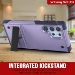 Punkcase Galaxy S23 Ultra Case [Reliance Series] Protective Hybrid Military Grade Cover W/Built-in Kickstand [Purple-Navy] -Phone Vibe Shop punkcase galaxy S23 Ultra case reliance series protective hybrid military grade cover w built in kickstand ultimate drop protection for galaxy S23 Ultra 6 8 2023 scratch resistant 3 4