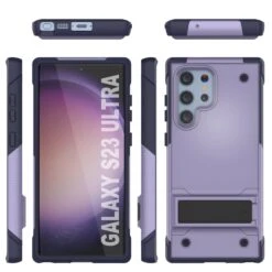 Punkcase Galaxy S23 Ultra Case [Reliance Series] Protective Hybrid Military Grade Cover W/Built-in Kickstand [Purple-Navy] -Phone Vibe Shop punkcase galaxy S23 Ultra case reliance series protective hybrid military grade cover w built in kickstand ultimate drop protection for galaxy S23 Ultra 6 8 2023 scratch resistant 7 b