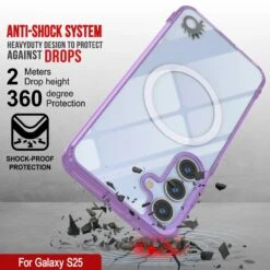 Galaxy S25 Magnetic Wireless Charging Case [Clear Acrylic Series] [Non-Slip] For Galaxy S25 [Purple] -Phone Vibe Shop punkcase galaxy s25 magsafe case clear acrylic series for galaxy s25 5g 6 8 2025 black lightweight sturdy transparent non yellowing long lasting excellent design non slip grip 2 037a0