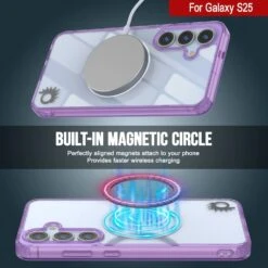 Galaxy S25 Magnetic Wireless Charging Case [Clear Acrylic Series] [Non-Slip] For Galaxy S25 [Purple] -Phone Vibe Shop punkcase galaxy s25 magsafe case clear acrylic series for galaxy s25 5g 6 8 2025 black lightweight sturdy transparent non yellowing long lasting excellent design non slip grip 3 d2be6
