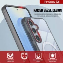 Galaxy S25 Magnetic Wireless Charging Case [Clear Acrylic Series] [Non-Slip] For Galaxy S25 [Black] -Phone Vibe Shop punkcase galaxy s25 magsafe case clear acrylic series for galaxy s25 5g 6 8 2025 black lightweight sturdy transparent non yellowing long lasting excellent design non slip grip 5