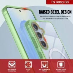 Galaxy S25 Magnetic Wireless Charging Case [Clear Acrylic Series] [Non-Slip] For Galaxy S25 [Green] -Phone Vibe Shop punkcase galaxy s25 magsafe case clear acrylic series for galaxy s25 5g 6 8 2025 black lightweight sturdy transparent non yellowing long lasting excellent design non slip grip 5 9e870