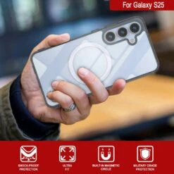 Galaxy S25 Magnetic Wireless Charging Case [Clear Acrylic Series] [Non-Slip] For Galaxy S25 [Black] -Phone Vibe Shop punkcase galaxy s25 magsafe case clear acrylic series for galaxy s25 5g 6 8 2025 black lightweight sturdy transparent non yellowing long lasting excellent design non slip grip 6