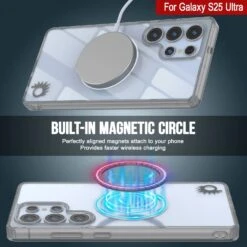 Galaxy S25 Ultra Magnetic Wireless Charging Case [Clear Acrylic Series] [Non-Slip] For Galaxy S25 Ultra [Silver] -Phone Vibe Shop punkcase galaxy s25 ultra magsafe case clear acrylic series galaxy s25 ultra 5g 6 8 2025 gold lightweight transparent non yellowing long lasting excellent design non slip grip 3 672f8