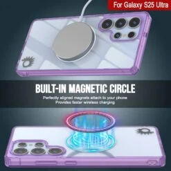 Galaxy S25 Ultra Magnetic Wireless Charging Case [Clear Acrylic Series] [Non-Slip] For Galaxy S25 Ultra [Purple] -Phone Vibe Shop punkcase galaxy s25 ultra magsafe case clear acrylic series galaxy s25 ultra 5g 6 8 2025 gold lightweight transparent non yellowing long lasting excellent design non slip grip 3 893d4