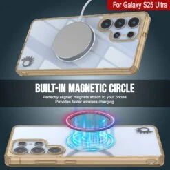 Galaxy S25 Ultra Magnetic Wireless Charging Case [Clear Acrylic Series] [Non-Slip] For Galaxy S25 Ultra [Gold] -Phone Vibe Shop punkcase galaxy s25 ultra magsafe case clear acrylic series galaxy s25 ultra 5g 6 8 2025 gold lightweight transparent non yellowing long lasting excellent design non slip grip 3 c3a50