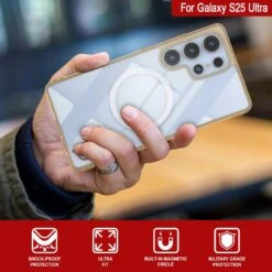 Galaxy S25 Ultra Magnetic Wireless Charging Case [Clear Acrylic Series] [Non-Slip] For Galaxy S25 Ultra [Gold] -Phone Vibe Shop punkcase galaxy s25 ultra magsafe case clear acrylic series galaxy s25 ultra 5g 6 8 2025 gold lightweight transparent non yellowing long lasting excellent design non slip grip 6 2e287
