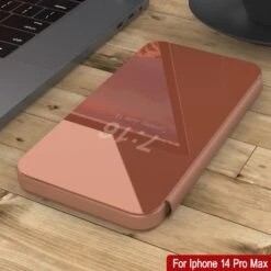 Punkcase IPhone 14 Pro Max Reflector Case Protective Flip Cover [Rose] -Phone Vibe Shop punkcase iphone 14 pro max reflector case protective flip cover scratch resistant translucent mirror plated front non slip pu leather back integrated kickstand compatible apple 5