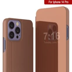 Punkcase IPhone 14 Pro Reflector Case Protective Flip Cover [Rose] -Phone Vibe Shop punkcase iphone 14 pro reflector case protective flip cover scratch resistant translucent mirror plated front non slip pu leather back integrated kickstand compatible apple 4