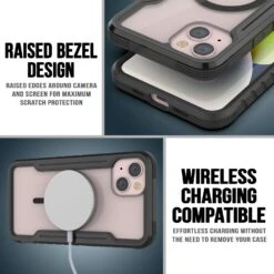 Punkcase IPhone 15 Plus Armor Stealth MAG Defense Case Protective Military Grade Multilayer Cover [Black] -Phone Vibe Shop punkcase iphone 15 armor stealth defense series ultra thin protective military grade multilayer cover w aluminum frame clear back ultimate drop protection for your iphone 4