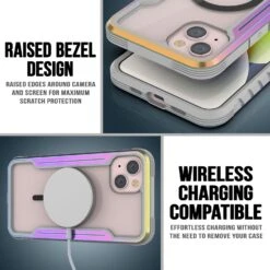 Punkcase IPhone 15 Plus Armor Stealth MAG Defense Case Protective Military Grade Multilayer Cover [Rainbow] -Phone Vibe Shop punkcase iphone 15 armor stealth defense series ultra thin protective military grade multilayer cover w aluminum frame clear back ultimate drop protection for your iphone 4 34134306 e