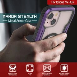 Punkcase IPhone 15 Plus Armor Stealth MAG Defense Case Protective Military Grade Multilayer Cover [Purple] -Phone Vibe Shop punkcase iphone 15 armor stealth defense series ultra thin protective military grade multilayer cover w aluminum frame clear back ultimate drop protection for your iphone 5 6115fab9 a