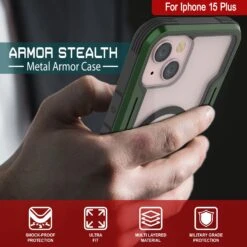 Punkcase IPhone 15 Plus Armor Stealth MAG Defense Case Protective Military Grade Multilayer Cover [Dark Green] -Phone Vibe Shop punkcase iphone 15 armor stealth defense series ultra thin protective military grade multilayer cover w aluminum frame clear back ultimate drop protection for your iphone 5 a4ec70a9 e