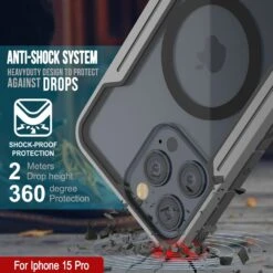 Punkcase IPhone 15 Pro Armor Stealth MAG Defense Case Protective Military Grade Multilayer Cover [Grey-Black] -Phone Vibe Shop punkcase iphone 15 pro armor stealth defense series ultra thin protective military grade multilayer cover aluminum frame clear ultimate drop protection for your iphone 2 617b65f3 3c10