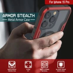 Punkcase IPhone 15 Pro Armor Stealth MAG Defense Case Protective Military Grade Multilayer Cover [Red] -Phone Vibe Shop punkcase iphone 15 pro armor stealth defense series ultra thin protective military grade multilayer cover aluminum frame clear ultimate drop protection for your iphone 5 43ec883a c8a4