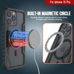 Punkcase IPhone 15 Pro Armor Stealth MAG Defense Case Protective Military Grade Multilayer Cover [Black] -Phone Vibe Shop punkcase iphone 15 pro armor stealth defense series ultra thin protective military grade multilayer cover aluminum frame clear ultimate drop protection for your iphone 7