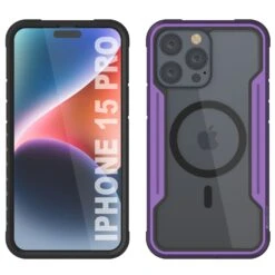 Punkcase IPhone 15 Pro Armor Stealth MAG Defense Case Protective Military Grade Multilayer Cover [Purple] -Phone Vibe Shop punkcase iphone 15 pro armor stealth defense series ultra thin protective military grade multilayer cover aluminum frame clear ultimate drop protection for your iphone 8 f90b0003 5d73
