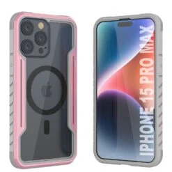Punkcase IPhone 15 Pro Max Armor Stealth MAG Defense Case Protective Military Grade Multilayer Cover [Rose-Gold]