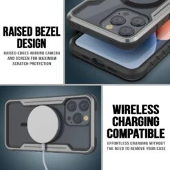 Punkcase IPhone 15 Pro Max Armor Stealth MAG Defense Case Protective Military Grade Multilayer Cover [Grey-Black] -Phone Vibe Shop punkcase iphone 15 pro max armor stealth defense series ultra thin protective military grade multilayer cover w aluminum frame clear back ultimate protection 4 f252475b 9f39 4eb6 ac87