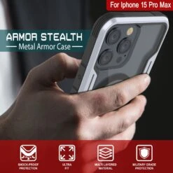 Punkcase IPhone 15 Pro Max Armor Stealth MAG Defense Case Protective Military Grade Multilayer Cover [White] -Phone Vibe Shop punkcase iphone 15 pro max armor stealth defense series ultra thin protective military grade multilayer cover w aluminum frame clear back ultimate protection 5 aa4eca91 b721 4b57 b23a