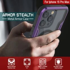 Punkcase IPhone 15 Pro Max Armor Stealth MAG Defense Case Protective Military Grade Multilayer Cover [Purple] -Phone Vibe Shop punkcase iphone 15 pro max armor stealth defense series ultra thin protective military grade multilayer cover w aluminum frame clear back ultimate protection 5 eaeaf7c1 2b4f 41dc 9db1