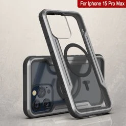 Punkcase IPhone 15 Pro Max Armor Stealth MAG Defense Case Protective Military Grade Multilayer Cover [Grey-Black] -Phone Vibe Shop punkcase iphone 15 pro max armor stealth defense series ultra thin protective military grade multilayer cover w aluminum frame clear back ultimate protection 6 9fcd451d b29d 4f9c a3df