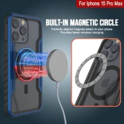 Punkcase IPhone 15 Pro Max Armor Stealth MAG Defense Case Protective Military Grade Multilayer Cover [Navy Blue] -Phone Vibe Shop punkcase iphone 15 pro max armor stealth defense series ultra thin protective military grade multilayer cover w aluminum frame clear back ultimate protection 7 8066b8f2 4d47 4369 be33