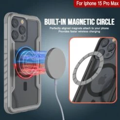 Punkcase IPhone 15 Pro Max Armor Stealth MAG Defense Case Protective Military Grade Multilayer Cover [Grey] -Phone Vibe Shop punkcase iphone 15 pro max armor stealth defense series ultra thin protective military grade multilayer cover w aluminum frame clear back ultimate protection 7 a50c4958 f85f 4f77 8718