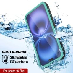 IPhone 16 Plus Waterproof IP68 Case, Punkcase [Teal] [StudStar Series] [Slim Fit] -Phone Vibe Shop punkcase iphone 16 plus waterproof aluminum case metal extreme 3 0 series ip68 rugged bumper cover w buillt in screen protector ultimate dual layer military grade 3 31098546 4320 4222