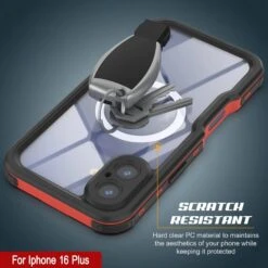 IPhone 16 Plus Waterproof IP68 Case, Punkcase [Red] [StudStar Series] [Slim Fit] -Phone Vibe Shop punkcase iphone 16 plus waterproof aluminum case metal extreme 3 0 series ip68 rugged bumper cover w buillt in screen protector ultimate dual layer military grade 6 c1c97b6b cbb8 45a1