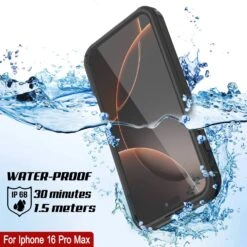 IPhone 16 Pro Max Waterproof IP68 Case, Punkcase [Black] [StudStar Series] [Slim Fit] -Phone Vibe Shop punkcase iphone 16 pro max waterproof aluminum case metal extreme 3 0 series ip68 rugged bumper cover w built screen protector ultimate dual layer military grade 3