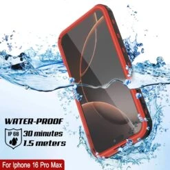 IPhone 16 Pro Max Waterproof IP68 Case, Punkcase [Red] [StudStar Series] [Slim Fit] -Phone Vibe Shop punkcase iphone 16 pro max waterproof aluminum case metal extreme 3 0 series ip68 rugged bumper cover w built screen protector ultimate dual layer military grade 3 b7ebe6bf e2f0 48e9