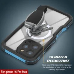 IPhone 16 Pro Max Waterproof IP68 Case, Punkcase [Light Blue] [StudStar Series] [Slim Fit] [Dirtproof] -Phone Vibe Shop punkcase iphone 16 pro max waterproof aluminum case metal extreme 3 0 series ip68 rugged bumper cover w built screen protector ultimate dual layer military grade 6 f7865e74 5d24 4a72