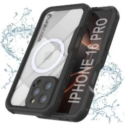 IPhone 16 Pro Waterproof IP68 Case, Punkcase [Black] [StudStar Series] [Slim Fit]
