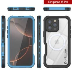 IPhone 16 Pro Waterproof IP68 Case, Punkcase [Light Blue] [StudStar Series] [Slim Fit] [Dirtproof] -Phone Vibe Shop punkcase iphone 16 pro waterproof aluminum case metal extreme 3 0 series ip68 rugged bumper cover w buillt in screen protector ultimate dual layer military grade heavy 8 22dc0f14 df60