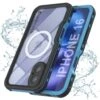 IPhone 16 Waterproof IP68 Case, Punkcase [Light Blue] [StudStar Series] [Slim Fit] [Dirtproof] -Phone Vibe Shop punkcase iphone 16 waterproof aluminum case metal extreme 3 0 series ip68 rugged bumper cover w buillt in screen protector ultimate dual layer military grade 1 5eec7543 394e 4818 adeb