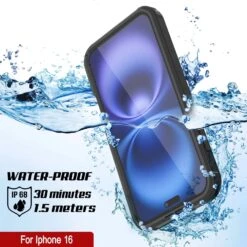 IPhone 16 Waterproof IP68 Case, Punkcase [Black] [StudStar Series] [Slim Fit] -Phone Vibe Shop punkcase iphone 16 waterproof aluminum case metal extreme 3 0 series ip68 rugged bumper cover w buillt in screen protector ultimate dual layer military grade 3