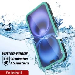 IPhone 16 Waterproof IP68 Case, Punkcase [Teal] [StudStar Series] [Slim Fit] -Phone Vibe Shop punkcase iphone 16 waterproof aluminum case metal extreme 3 0 series ip68 rugged bumper cover w buillt in screen protector ultimate dual layer military grade 3 f4695769 25ee 481b bbb7